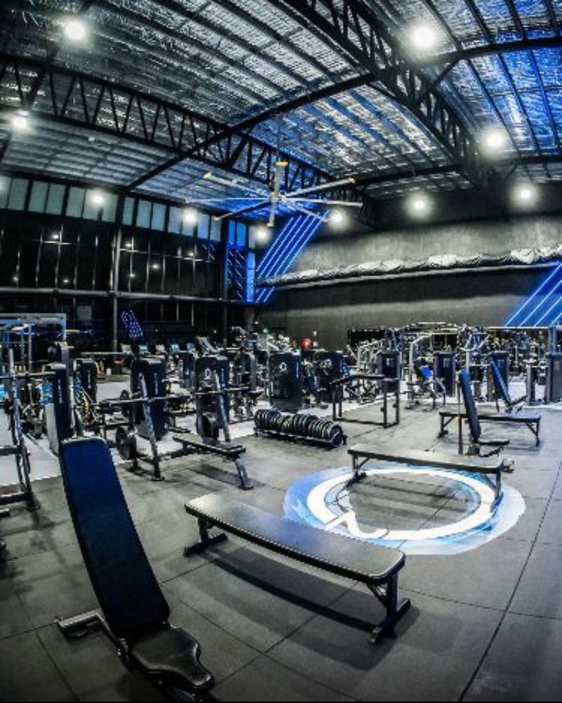 Crossfit gym with athletes